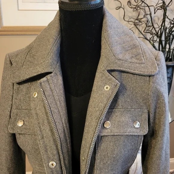 Bebe Military Style Wool Blend Jacket - Picture 4 of 14